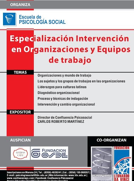 Especialización: Intervención en Organizaciones y Equipos de Trabajo